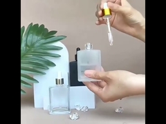 30ml 50ml ब्लैक फ्रॉस्टेड स्क्वायर एसेंशियल ऑयल ड्रॉपपर बोतल